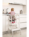 Ette Tete OUTLET Convertible Montessori Learning Tower Step'n'Sit, White with Silver Clasp Locks - Showroom Sample Montessori Towers