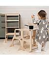 Ette Tete Step'n'Sit Convertible Montessorian Tower - Wood - Natural with Silver Straps - Extra Support Montessori Towers