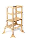Ette Tete Step'n'Sit Convertible Montessorian Tower - Wood - Natural with Silver Straps - Extra Support Montessori Towers