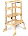 Ette Tete Step'n'Sit Convertible Montessorian Tower - Wood - Natural with Silver Straps - Extra Support Montessori Towers