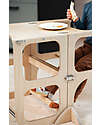 Ette Tete Step'n'Sit Convertible Montessorian Tower - Wood - Natural with Silver Straps - Extra Support Montessori Towers