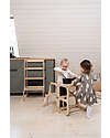 Ette Tete Step'n'Sit Convertible Montessorian Tower - Wood - Natural with Silver Straps - Extra Support Montessori Towers