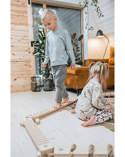 Ette Tete Wooden Balance Beam TipiToo SOLO - Natural - with Dots - Perfect for Babies Beginning to Stand Montessori Toys