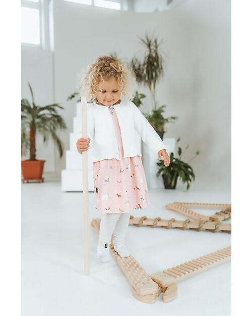 Ette Tete Wooden Balance Beam TipiToo SOLO - Natural - with Dots - Perfect for Babies Beginning to Stand Montessori Toys