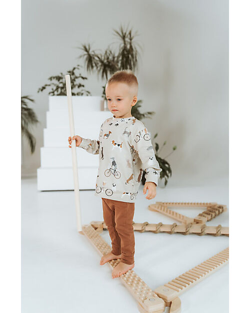 Ette Tete Wooden Balance Beam TipiToo SOLO - Natural - with Dots - Perfect for Babies Beginning to Stand Montessori Toys