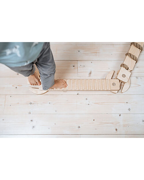 Ette Tete Wooden Balance Beam TipiToo SOLO - Natural - with Lines - Perfect for Babies Beginning to Stand Montessori Toys