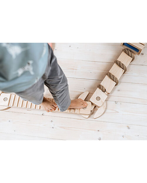 Ette Tete Wooden Balance Beam TipiToo SOLO - Natural - with Lines - Perfect for Babies Beginning to Stand Montessori Toys