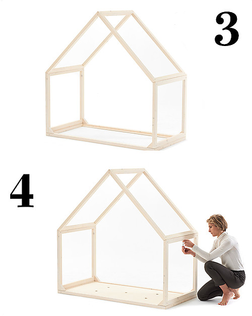 Ettomio House-shaped Montessori Aande bed - 160x80 cm- 100% Made in Italy Montessori Beds