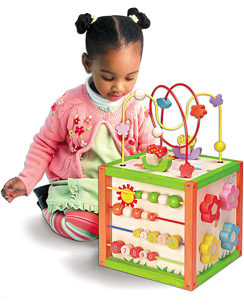 EverEarth 5 in 1 Activity Cube - Hand to Eye Coordination - FSC Certified Wood! Montessori Toys