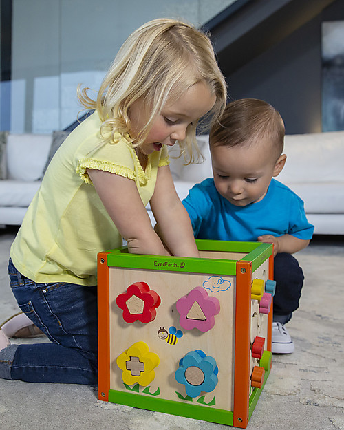 EverEarth 5 in 1 Activity Cube - Hand to Eye Coordination - FSC Certified Wood! Montessori Toys
