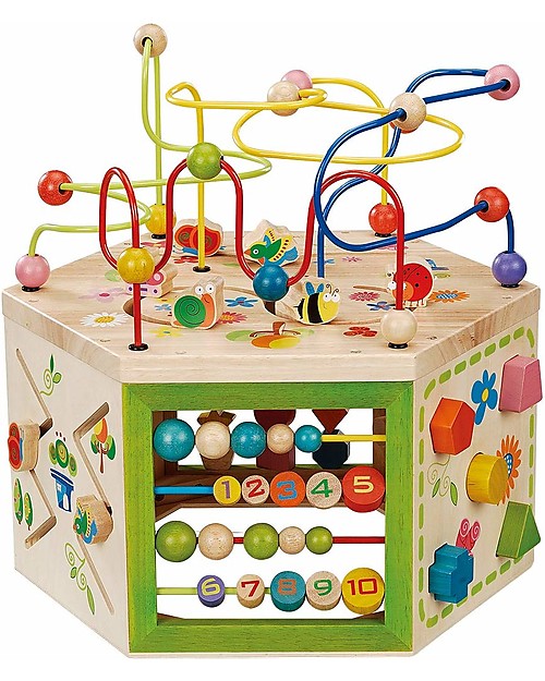 EverEarth 7 in 1 Garden Activity Cube - Hand to Eye Coordination - FSC Certified Wood! Montessori Toys