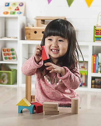 EverEarth Building Blocks, 50 pieces - Castle - High Quality FSC Certified Wood! Wooden Stacking Toys
