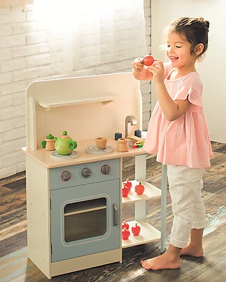 EverEarth Classic Play Kitchen - FSC Certified Wood Toy Kitchens & Play Food