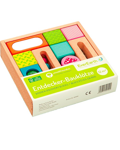 EverEarth Discovery Blocks - Many Different Geometric Shapes - FSC Certified Wood! Wooden Blocks and Construction Sets