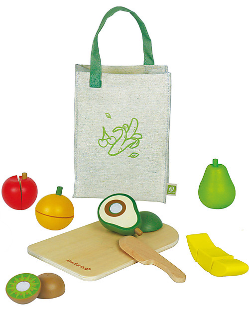 EverEarth Fruit Set with Velcro - Organic Wood Wooden Food