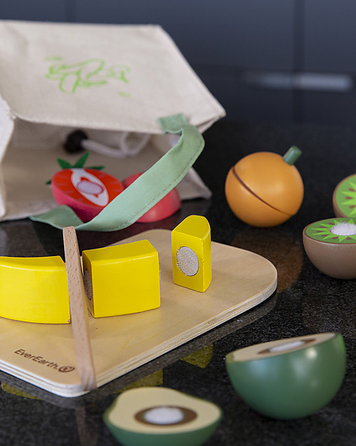 EverEarth Fruit Set with Velcro - Organic Wood Wooden Food