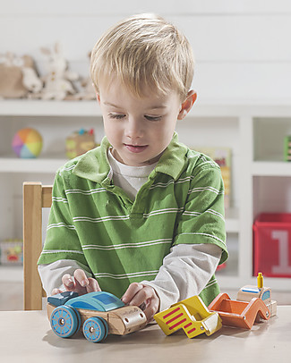 EverEarth Interchangeable Car: Digger+Trug+Racing Car - FSC Wooden Toy Cars, Trains & Trucks