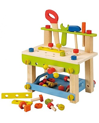 EverEarth Large WorkBench with Tools Toy - Stimulates Manual Skills - FSC Certified Wood! Story Making Games