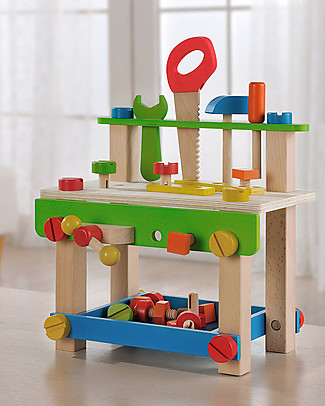 EverEarth Large WorkBench with Tools Toy - Stimulates Manual Skills - FSC Certified Wood! Story Making Games