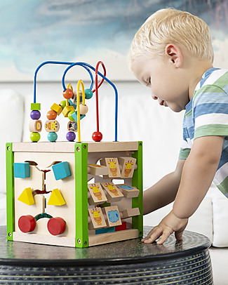 EverEarth My First Multi-play Activity Cube - Hand to Eye Coordination - FSC Certified Wood! Montessori Activity