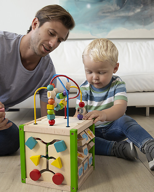 EverEarth My First Multi-play Activity Cube - Hand to Eye Coordination - FSC Certified Wood! Montessori Toys