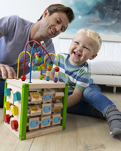 EverEarth My First Multi-play Activity Cube - Hand to Eye Coordination - FSC Certified Wood! Montessori Toys