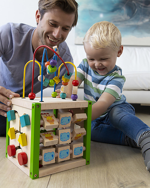 EverEarth My First Multi-play Activity Cube - Hand to Eye Coordination - FSC Certified Wood! Montessori Toys