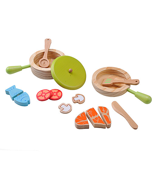 EverEarth Pot & Pen Cooking Set - Promotes Interaction with Others - Organic Wood Toy Kitchens