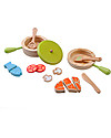 EverEarth Pot & Pen Cooking Set - Promotes Interaction with Others - Organic Wood Toy Kitchens