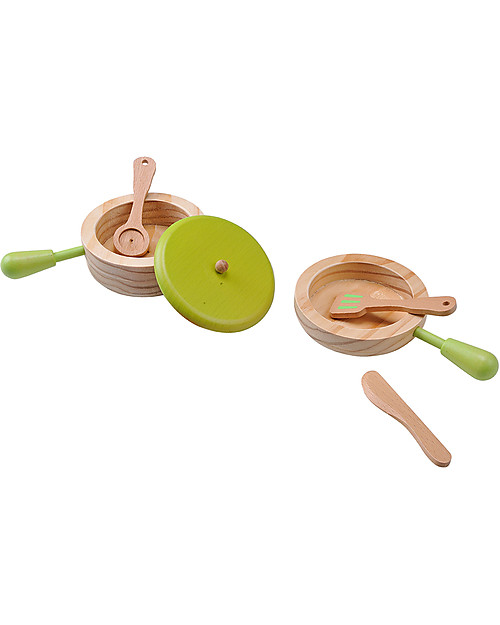 EverEarth Pot & Pen Cooking Set - Promotes Interaction with Others - Organic Wood Toy Kitchens