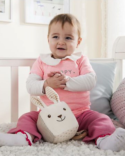 EverEarth Rabbit Block with Rattle - 100% GOTS Certified Organic Cotton Rattles