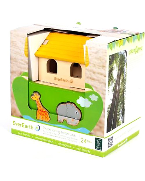 EverEarth Shape Sorting Noah's Ark - Hand to Eye Coordination - FSC Certified Wood! Montessori Toys
