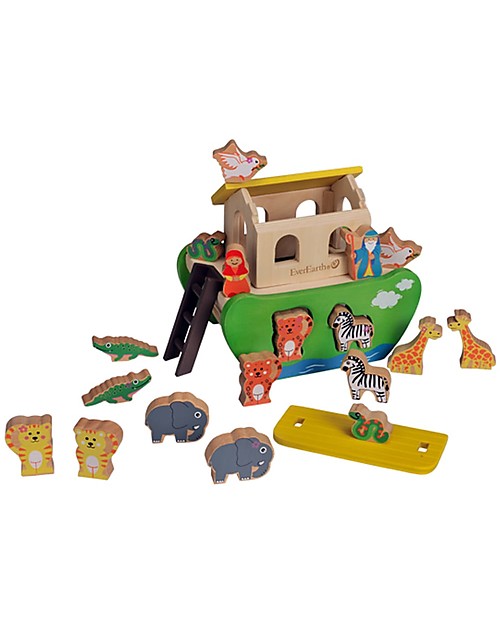 EverEarth Shape Sorting Noah's Ark - Hand to Eye Coordination - FSC Certified Wood! Montessori Toys