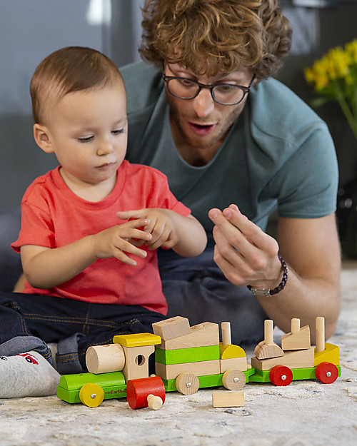EverEarth Sorting Train Blocks - Motor Skills - High Quality FSC Wood! Wooden Toy Cars, Trains & Trucks