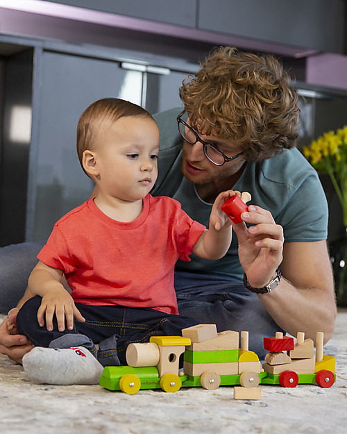EverEarth Sorting Train Blocks - Motor Skills - High Quality FSC Wood! Wooden Toy Cars, Trains & Trucks