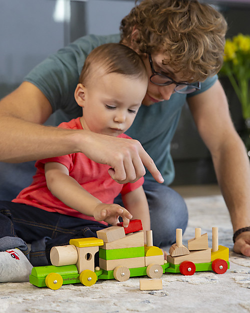 EverEarth Sorting Train Blocks - Motor Skills - High Quality FSC Wood! Wooden Toy Cars, Trains & Trucks
