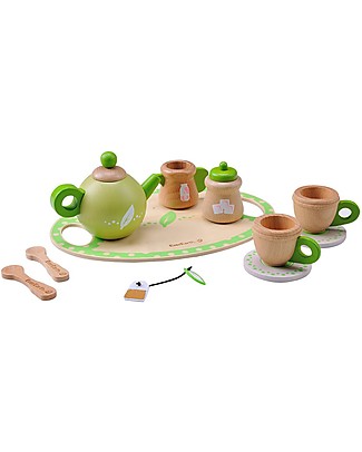EverEarth Tea Set - Promotes Interaction with Others - Organic Wood Story Making Games