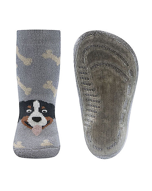 Ewers Anti Slip Socks - Dog - Grey - Organic Cotton GOTS Antislip Socks