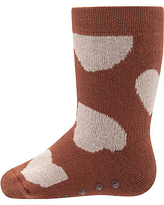 Ewers Anti Slip Socks - Heart - Brick Red - Organic Cotton GOTS Socks