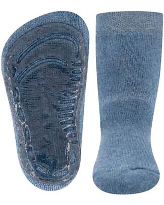 Ewers Anti-Slip Socks SoftStep Uni - Jeans Melange - Organic Cotton GOTS Antislip Socks