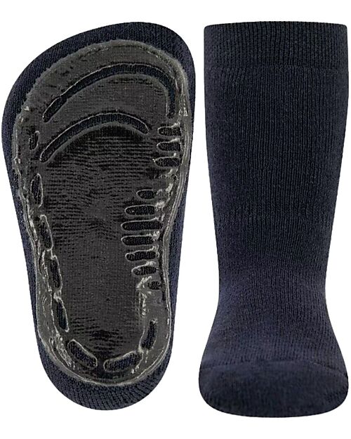 Ewers Anti-Slip Socks SoftStep Uni - Marine Blue - Organic Cotton GOTS Antislip Socks