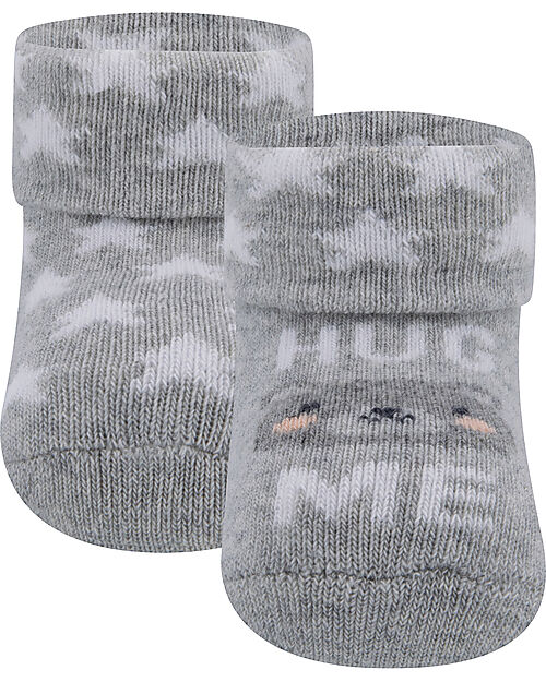 Ewers Set 2 Socks - Bear and Stars  - Grey  - Organic Cotton GOTS Socks