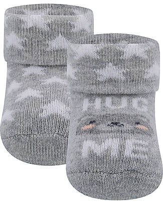 Ewers Set 2 Socks - Bear and Stars - Grey - Organic Cotton GOTS Socks