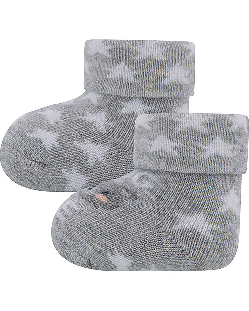 Ewers Set 2 Socks - Bear and Stars  - Grey  - Organic Cotton GOTS Socks