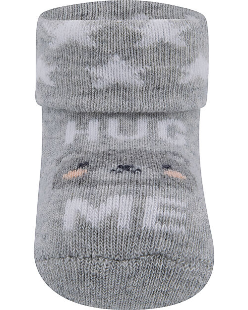 Ewers Set 2 Socks - Bear and Stars  - Grey  - Organic Cotton GOTS Socks