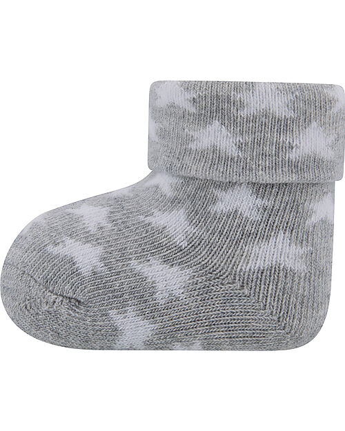 Ewers Set 2 Socks - Bear and Stars  - Grey  - Organic Cotton GOTS Socks