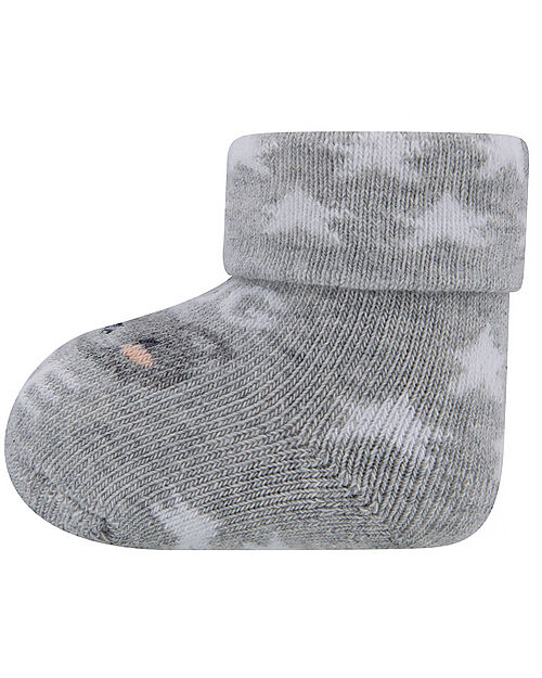Ewers Set 2 Socks - Bear and Stars  - Grey  - Organic Cotton GOTS Socks