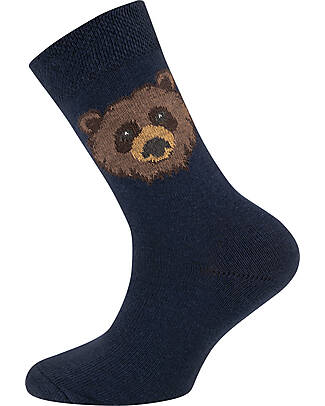 Ewers Set 2 Socks - Stripes and Bear - Blue/Light Blue - Organic Cotton GOTS Socks