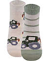 Ewers Set 2 Socks - Tractor -  Beige/Green - Organic Cotton GOTS Socks
