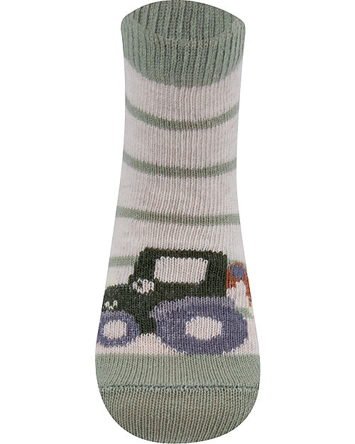 Ewers Set 2 Socks - Tractor -  Beige/Green - Organic Cotton GOTS Socks